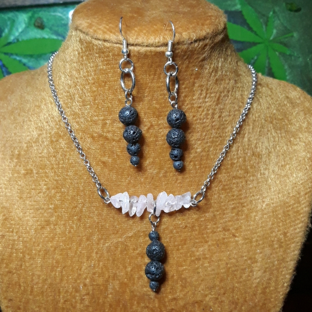 Rose Quartz & Lava bead set